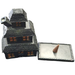 2 Part Base and Top Haunted House Black Incense Cone Holder Burner