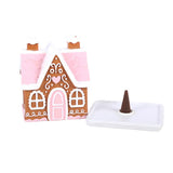 2 part with base Two Chimney Pink Gingerbread House Cone Burner