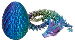 3D Printed Mythical Dragon in an Egg Purple Blue and Green Mix