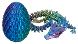 3D Printed Mythical Dragon in an Egg Purple Blue and Green Mix