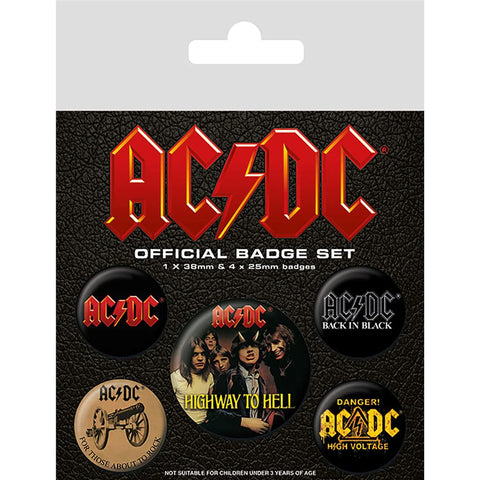 AC/DC 5 Button Pin Badges Pack