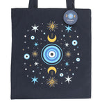 Close up of design All Seeing Eye Blue Polycotton Tote Bag
