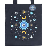 Close up of design All Seeing Eye Blue Polycotton Tote Bag