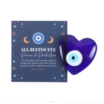 All Seeing Eye Glass Blue and White Heart Charm