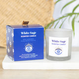 All Seeing Eye White Sage Crystal Chip Protection Paraffin Candle with box