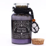 Ancient Witch Cleansing Bath Spell Potion and Rock Crystal Amulet Necklace Cor Lid