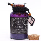 Cork lid Ancient Witch Love Bath Spell Potion and Rose Quartz Crystal Amulet Necklace