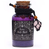 Ancient Witch Love Bath Spell Potion and Rose Quartz Crystal Amulet Necklace