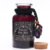 Ancient Witch Seduction Bath Spell Potion and Amethyst Crystal Necklace Cork lid