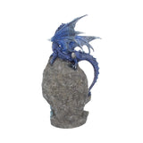 Back Cobalt Custodian Fantasy Blue Dragon Sitting On Geode