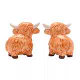 Country Living Highland Cow Salt and Pepper Set of 2 Shakers Back