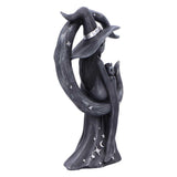 Little Souls Glow Figurine Witch and Cat in Crooked Crescent Moon Back