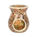 Brown Crackle Glass Oil Burner Wax Melter Back tealight opening