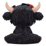 Back Dahlia Black Flower Highland Cow Figurine Nemesis Now B7447A26