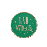 Gren with golder lttering Badge Bad Witch Social Club Tote Bag with Pin Badge