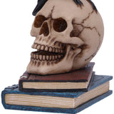 Base skull on books Front Raven's Spell Raven Perches on Human Cranium Figurine Nemesis Now