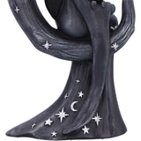 Base Close Up Little Souls Glow Figurine Witch and Cat in Crooked Crescent Moon