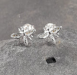 Bee CZ Sterling Silver Stud Earrings Blue Lily