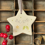 Believe Ever Hand Made Ceramic Star by Jamali Annay Designs