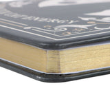 Gold Coloured edging Black Cat Magick Book of Spells A5 Notebook with Crystal Chip Pen