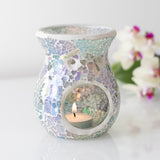 Light Blue Crackle Oil Burner Wax Melter Display Scene