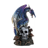 Blue Dragon Sitting On a Skull Fantasy Mystic Legends Side