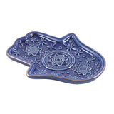 Side Blue Hand of Hamsa Incense Holder and Trinket Dish