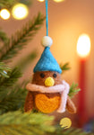 Set of 5 Felt Robin Hanging Decorations