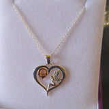 Celtic Fairy Claddagh Heart on Silver Chain Necklace