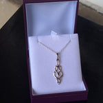 Boxed Celtic Knot Style Pendant on Silver Chain Necklace