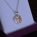 Celtic Trinity Filigree Heart Sterling Silver Pendant on Chain Necklace Boxed