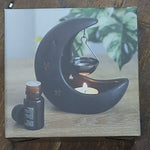 Boxed Crescent Moon Black Hanging Oil Burner