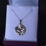 Boxed Entwined Snake Pentagram Pentacle Celtic Detail on Silver Necklace