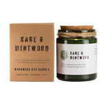 Greenman Sage and Mintwood Soy Wax Woodwick Glass Jar Candle Box