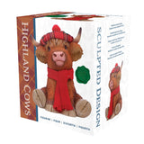 Boxed Highland Cow Tam Red Scarf Tartan Bonnet Figurine Nemesis Now B7253C25