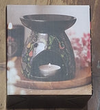 Boxed Midnight Bloom Black Ceramic Oil Warmer Wax Melter