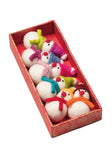 Boxed Set of 6 Mini Hanging Felt Wool Snowmen Decorations Namaste Fair Trade