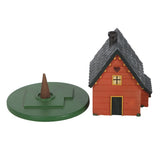 Brown House Two Part Incense Cone Holder Burner Green Base