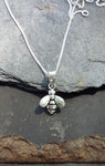 Bumble Bee Sterling Silver Pendant on 18" Chain Necklace