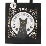 Close up Black Magick Cat Energy Tote Bag