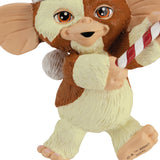 Close up Front Gremlins Gizmo the Mogwai with Candy Cane Hallmark Ornament