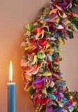 Sari Wreath Multicolour Hand Crafted Fair Trade Close Up