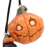 Whisper Wood Set of 2 Pumpkin and Patch Halloween Hanging Ornament close up