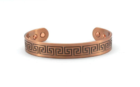 Copper Magnetic Bracelet Greek Engraved Pattern 6 Magnets CMB09