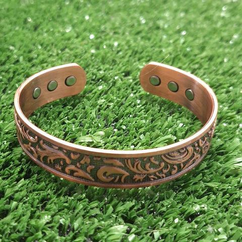 Copper Magnetic Bracelet Intricate Design 6 Magnets