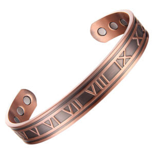 Copper Magnetic Bracelet Roman Numerals 6 Magnets Coppercraft