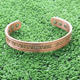 Copper Magnetic Bracelet Roman Numerals 6 Magnets Pure by Coppercraft