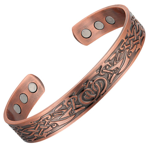 Copper Magnetic Bracelet Tribal Design 6 Magnets Copper Pure