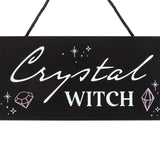 Close up of Crystal Witch Hanging MDF Sign