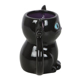 Cute and Creepy Black Cat Shaped Mug Side